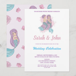 Romantic Fairy Tale Mermaid Wedding Invitation Kaart