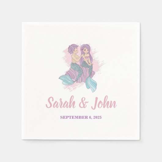 Romantic Fairy Tale Mermaid Wedding Servet (Voorkant)