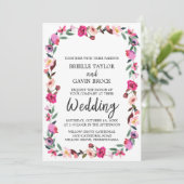 Romantic Fairytale Blossom Wreath Wedding Kaart (Staand voorkant)