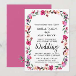 Romantic Fairytale Blossom Wreath Wedding Kaart