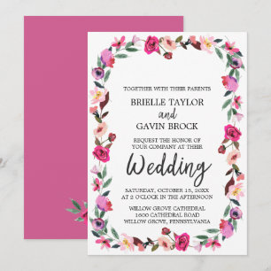 Romantic Fairytale Blossom Wreath Wedding Kaart