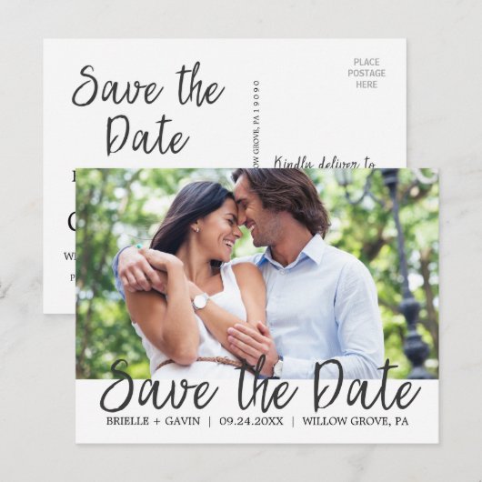 Romantic Fairytale kalligrafie Sla de foto op Aankondigingskaart (Voorkant / Achterkant)