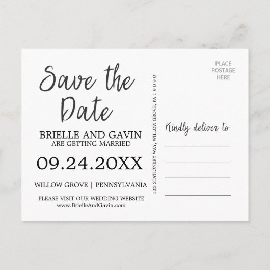 Romantic Fairytale kalligrafie Sla de foto op Aankondigingskaart (Achterkant)