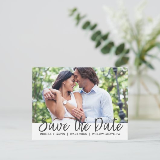 Romantic Fairytale kalligrafie Sla de foto op Aankondigingskaart (Staand voorkant)