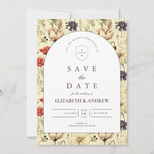 Romantic Fall Floral Wedding Save The Date (Voorkant)