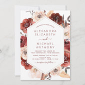 Romantic Fall Wedding Burnt Sinaasappel Floral Kaart (Voorkant)