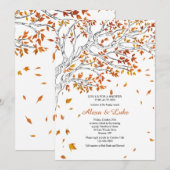 Romantic Falling Leaves Shower Kaart (Voorkant / Achterkant)