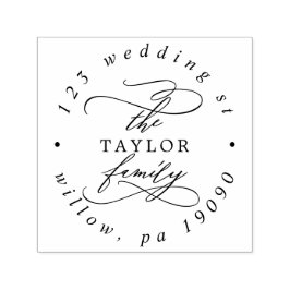 Romantic Family Holiday Kaart Circular Address Zelfinktende Stempel