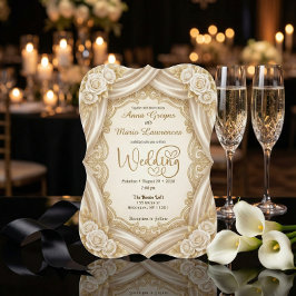 Romantic Faux Gold Calligraphy Royal Wedding  Kaart