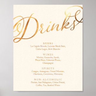 Romantic Faux Gold Calligraphy Wedding Drinken Men Poster