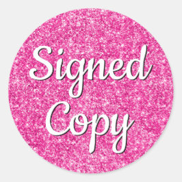 Romantic Faux Hot Pink Glitter Foto ondertekend Ex Ronde Sticker