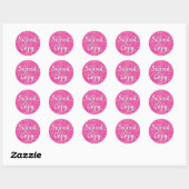 Romantic Faux Hot Pink Glitter Foto ondertekend Ex Ronde Sticker (Vel)