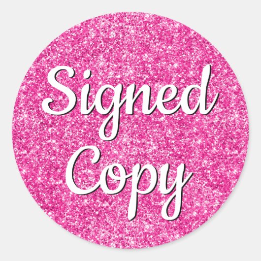 Romantic Faux Hot Pink Glitter Foto ondertekend Ex Ronde Sticker (Voorkant)