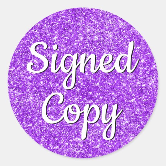 Romantic Faux Violet Glitter Foto ondertekend Exem Ronde Sticker (Voorkant)