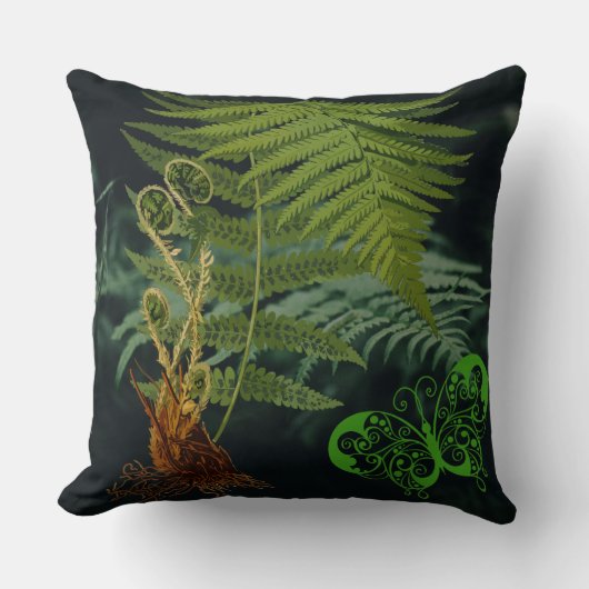Romantic Fern, Forest Scene Pillow Kussen (Voorkant)