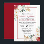 Romantic Festive Red White Green Floral Wedding Kaart<br><div class="desc">Romantic Festive Red White Green Floral Wedding Invitation Beauful White and Burgundy Red Roses Geschikt voor alle seizoenen</div>