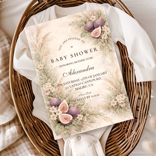 Romantic Fig Orchard Baby Shower Kaart