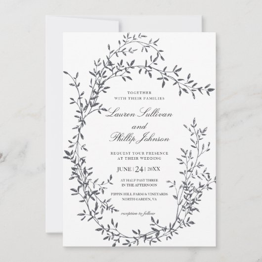 Romantic Fine Art Floral Wedding Invitations Kaart (Voorkant)