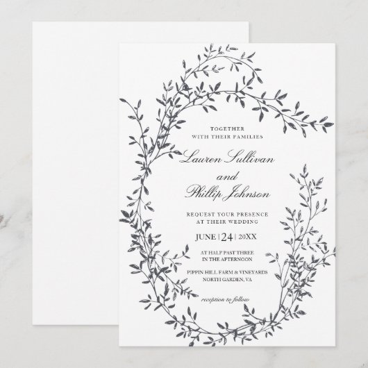 Romantic Fine Art Floral Wedding Invitations Kaart (Voorkant / Achterkant)