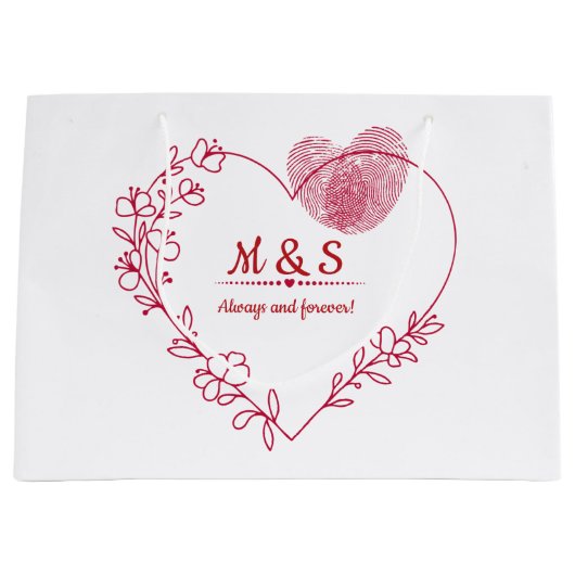 Romantic Fingerprint Heart Gift Bag Groot Cadeauzakje (Voorkant)
