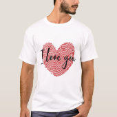 Romantic Fingerprint Heart “I Love You” Sticker T-shirt (Voorkant)