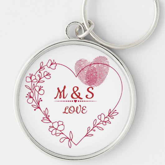 Romantic Fingerprint Heart Keychain (Voorkant)