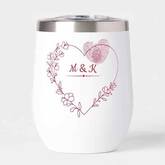 Romantic Fingerprint Heart Stemless Wine Tumbler (Voorkant)