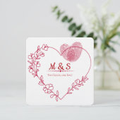 Romantic Fingerprint Heart Valentine Card Feestdagenkaart (Staand voorkant)