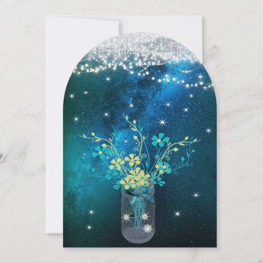 Romantic Firefly Mason Jar Wedding Kaart (Achterkant)