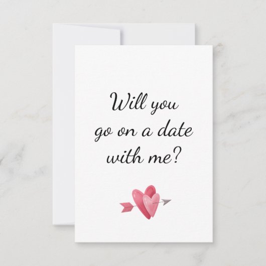 Romantic First Date Heart Proposal Kaart (Voorkant)