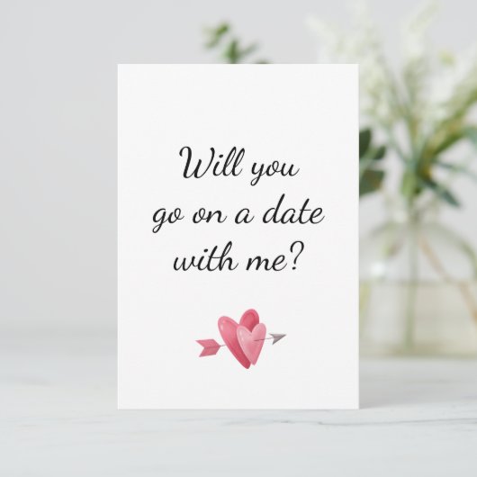 Romantic First Date Heart Proposal Kaart (Staand voorkant)