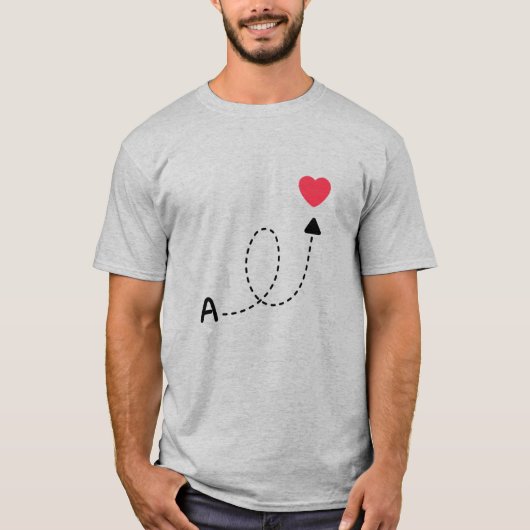 Romantic First Letter Love Design  T-shirt (Voorkant)
