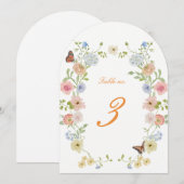 Romantic Floral Arched Wedding Table Numbers Kaart (Voorkant / Achterkant)