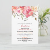 Romantic Floral Baby Baptism & Brunch Kaart (Staand voorkant)