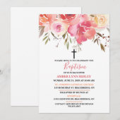 Romantic Floral Baby Baptism & Brunch Kaart (Voorkant / Achterkant)