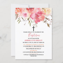 Romantic Floral Baby Baptism & Brunch Kaart