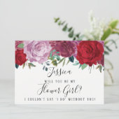 Romantic Floral ben je mijn Bloemenmeisje? Kaart (Staand voorkant)