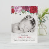 Romantic Floral Blooms Foto geboorteaankondiging Aankondiging (Staand voorkant)