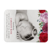 Romantic Floral Blooms Foto geboorteaankondiging Magneet (Horizontaal)