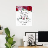 Romantic Floral Blooms Weddenschap Welkomstteken Poster (Thuiskantoor)
