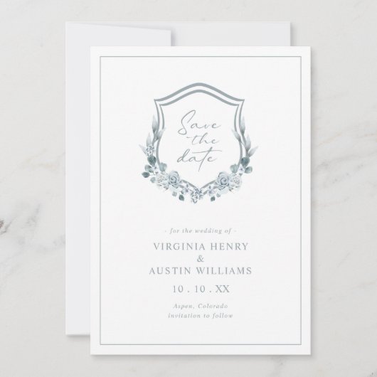 Romantic Floral Blue Save the Date (Voorkant)
