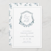 Romantic Floral Blue Save the Date (Voorkant / Achterkant)
