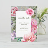 Romantic Floral Blush Garden Wedding Save the Date Aankondiging (Staand voorkant)