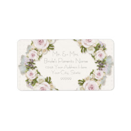 Romantic Floral Blush Roos Return Address Etiket