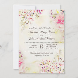 Romantic Floral Boho Rehearsal Dinner Invitation Kaart