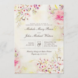 Romantic Floral Boho Rehearsal Dinner Invitation Kaart
