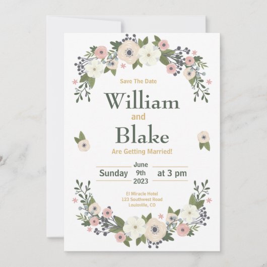 Romantic Floral Botanical Save the Date (Voorkant)