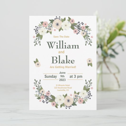 Romantic Floral Botanical Save the Date (Staand voorkant)