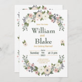 Romantic Floral Botanical Save the Date (Voorkant / Achterkant)