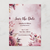 Romantic Floral Botanical Wedding Save the Date Aankondigingskaart (Voorkant)